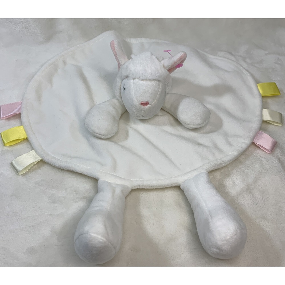 Cupcakes Cartwheels‎ Llama Lamb Lovey Round White Ribbon Tags Security Blanket
